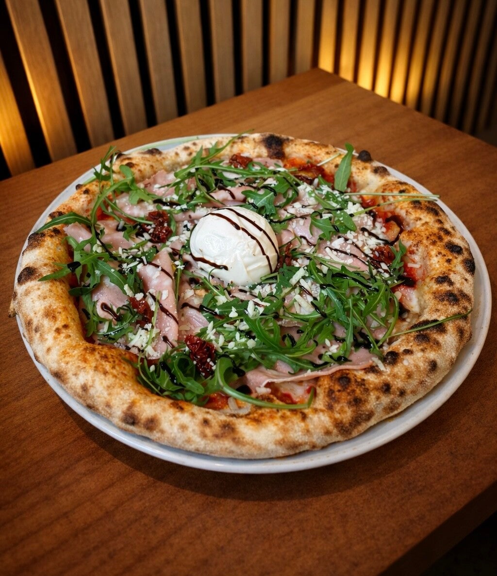 Une belle pizza avec une croute croustillante et  moelleuse à l'intérieur !