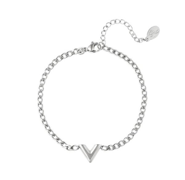 ‘V’ armbandje zilver
