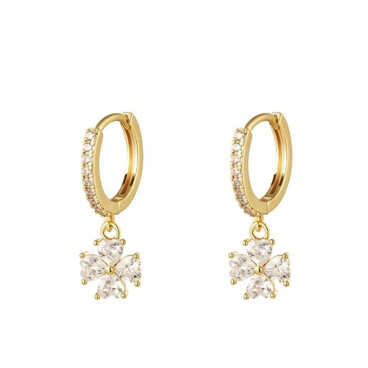 Oorbellen bloem met zirkoon