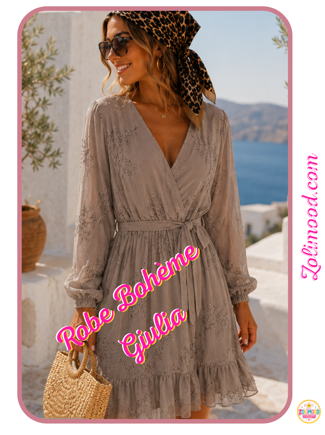 Giulia – Robe courte brodée à manches longues