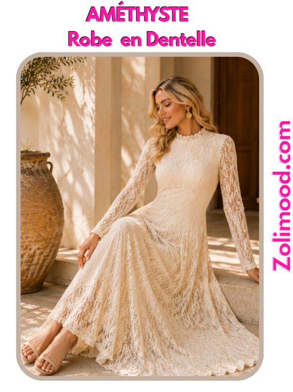 AMÉTHYSTE – Robe Longue Bohème en Dentelle