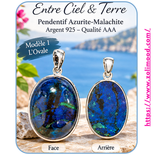 Entre Ciel & Terre — Pendentif Azurite-Malachite