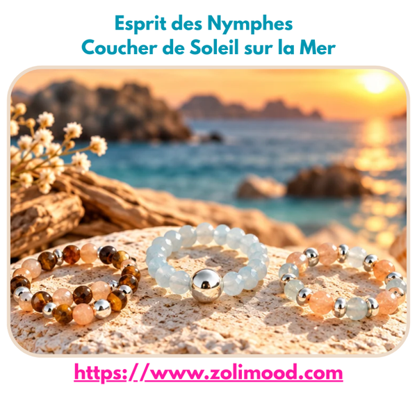 Parure Bagues Esprit des Nymphes – Coucher de Soleil sur la Mer