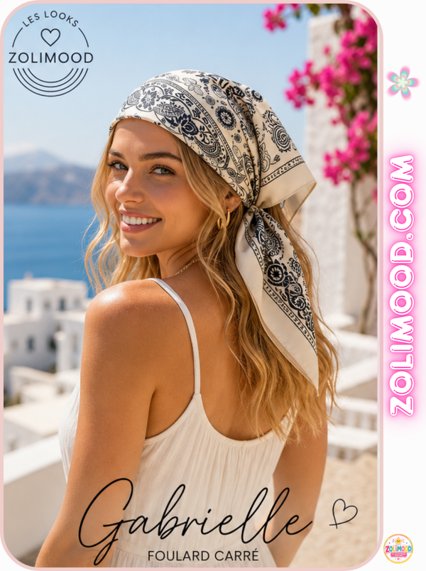 Foulard Carré Gabrielle   Motif Graphique Élégant