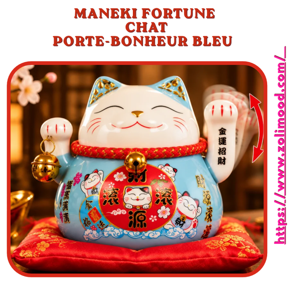 MANEKI FORTUNE  Chat Porte-Bonheur Bleu
