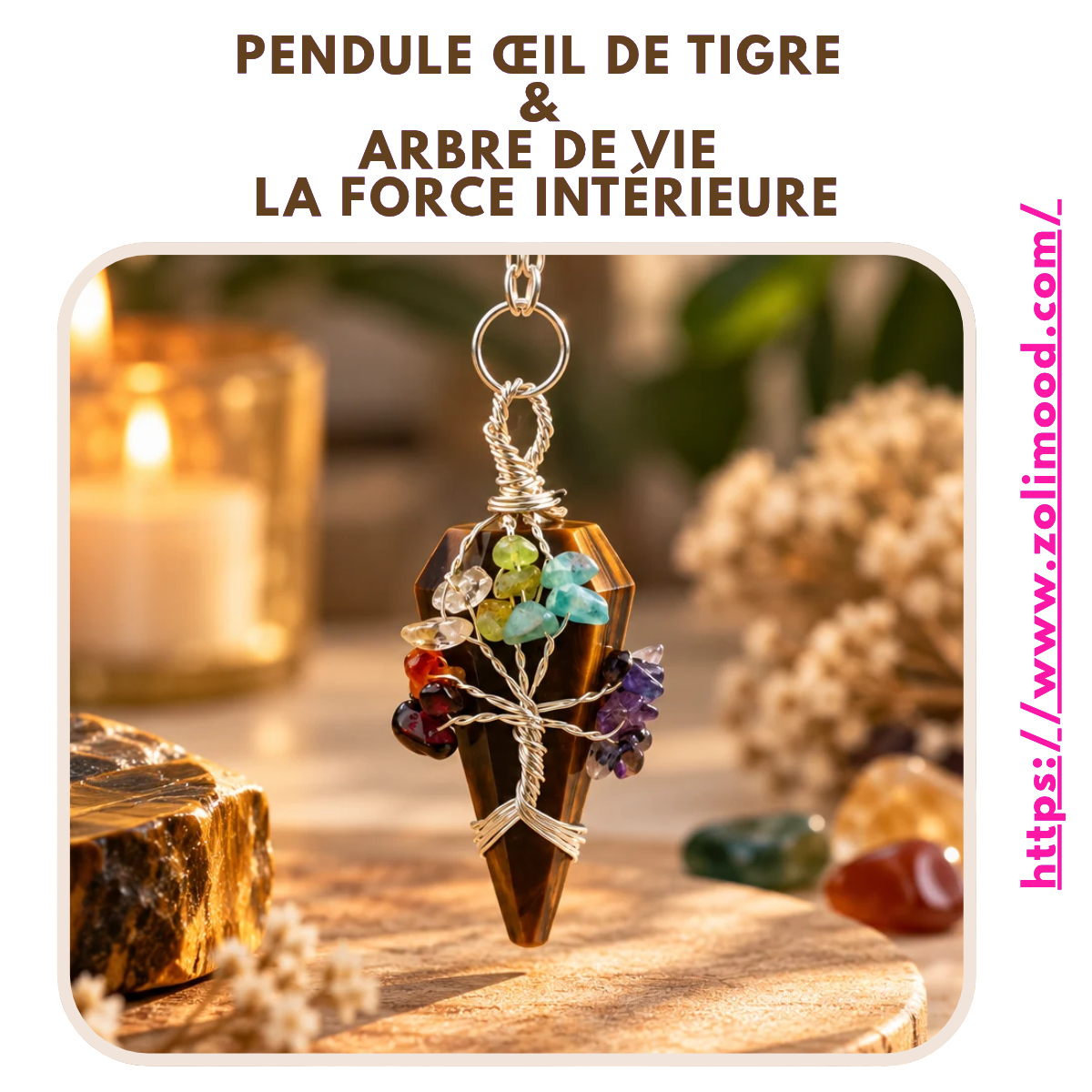 Pendule Œil de Tigre & Arbre de Vie – La Force Intérieure