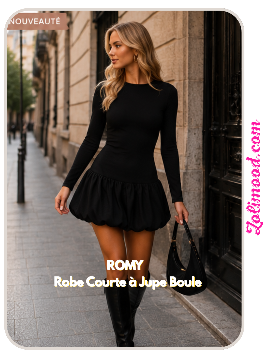 ROMY – Robe Courte Ajustée à Jupe Boule