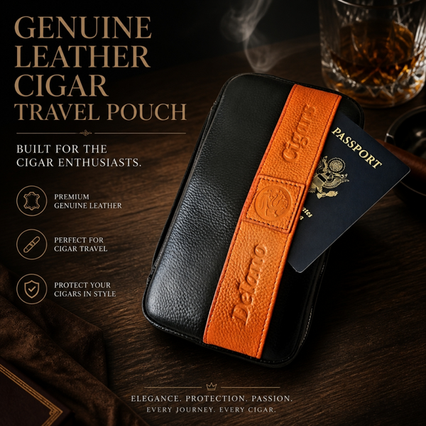 Custom Genuine Imported Leather Cigar Travel Pouch.