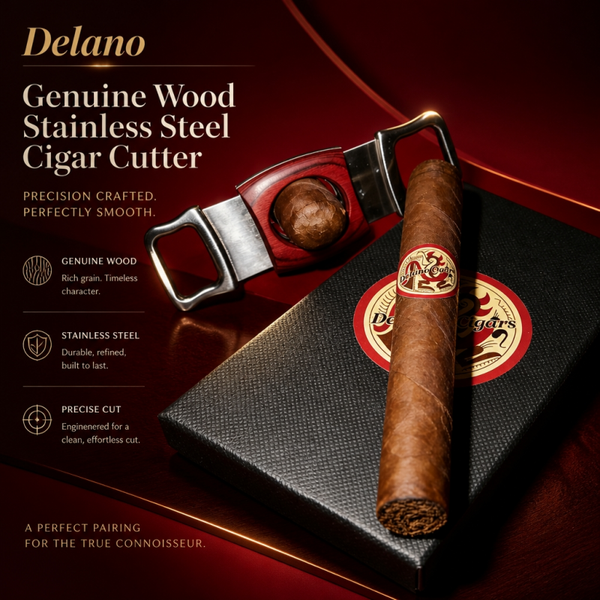 Large Genuine Wood Stainless Steel Cigar Cutter.