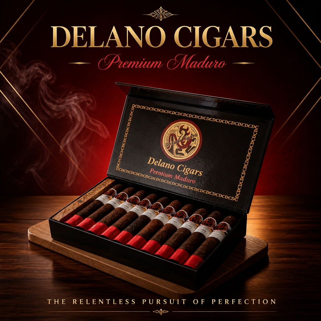 Delano Premium Maduro Cigars (60x6"). White Label.