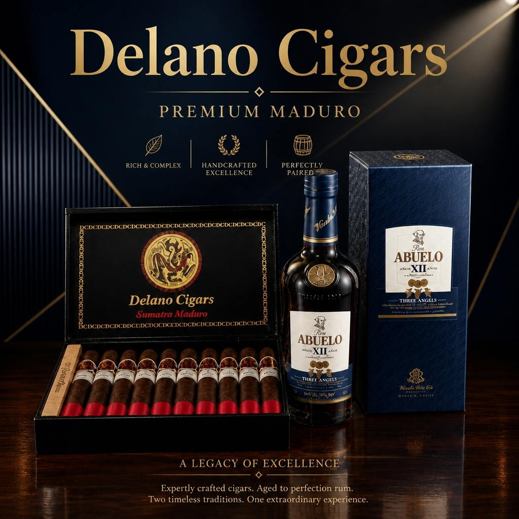 Delano Premium Maduro Cigars (60x6"). White Label.