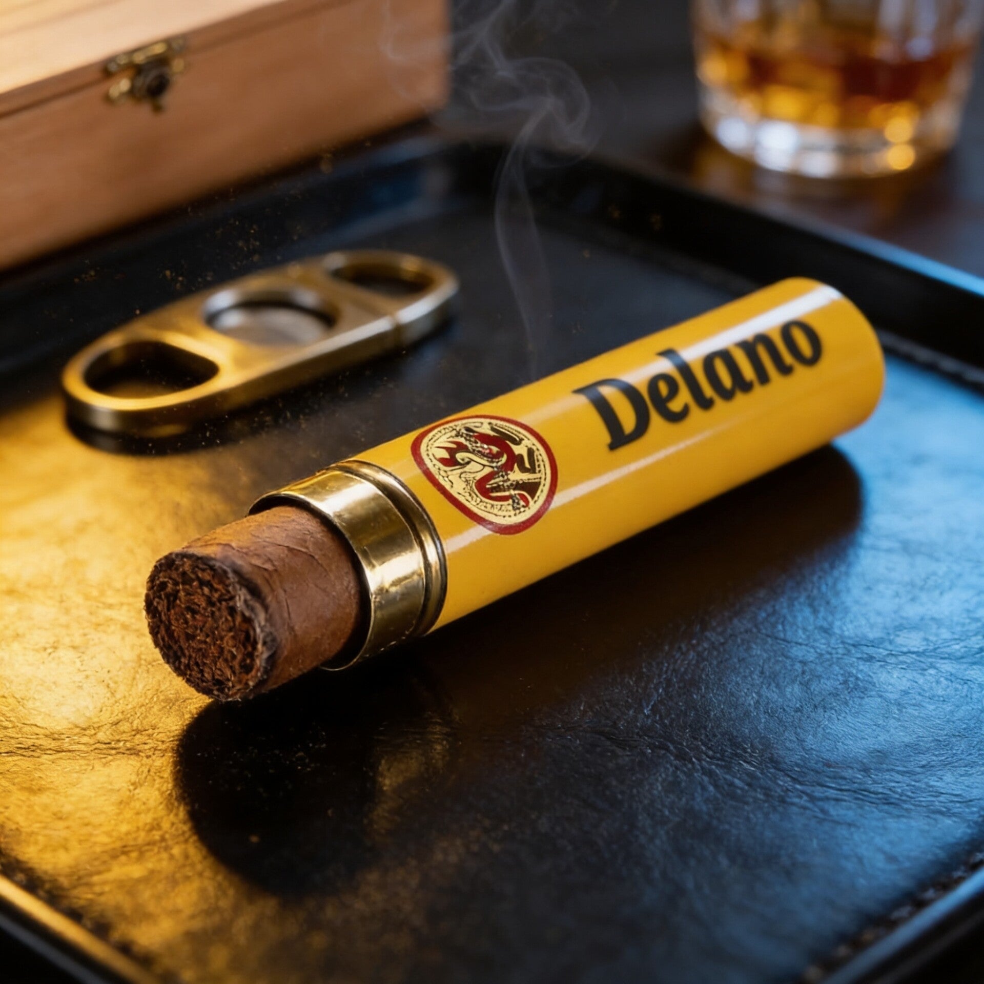 Portable Aluminum Cigar Holder With Cedar Wood.