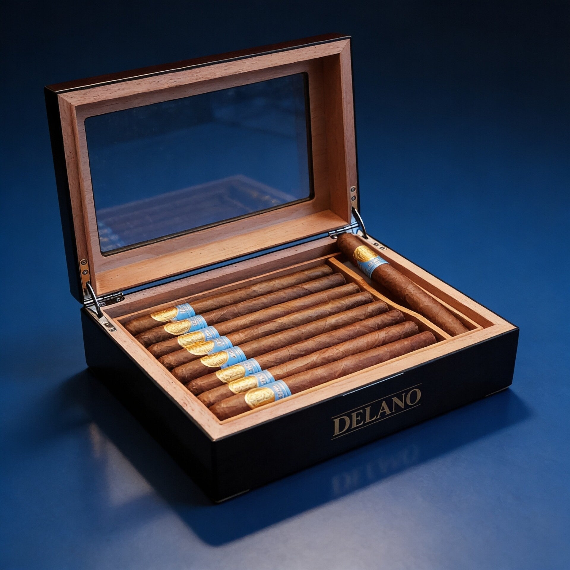 Delano Premium Churchill Parejo Cigars (7.5"x50). Blue Label.