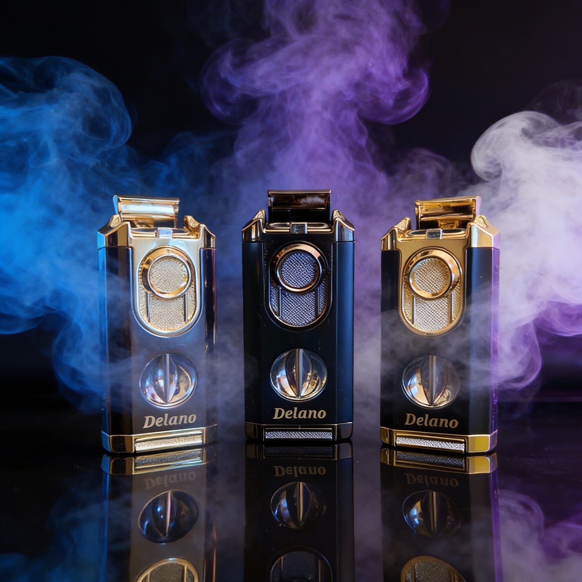 Delano Triple Jet Blue Flame Cigar Lighter With V-Cutter.
