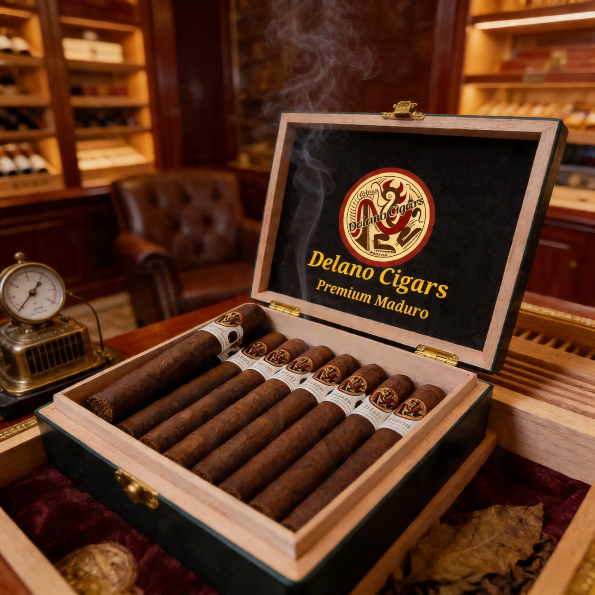 Delano Premium Maduro Cigars (6"x60). White Label.