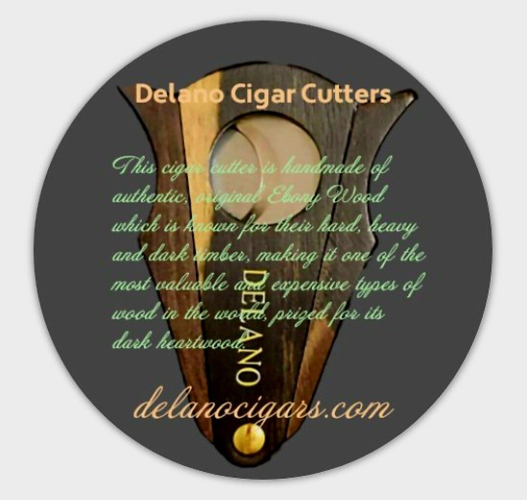 Ebony Wooden Handle Double Blade Stainless Steel Cigar Cutter.