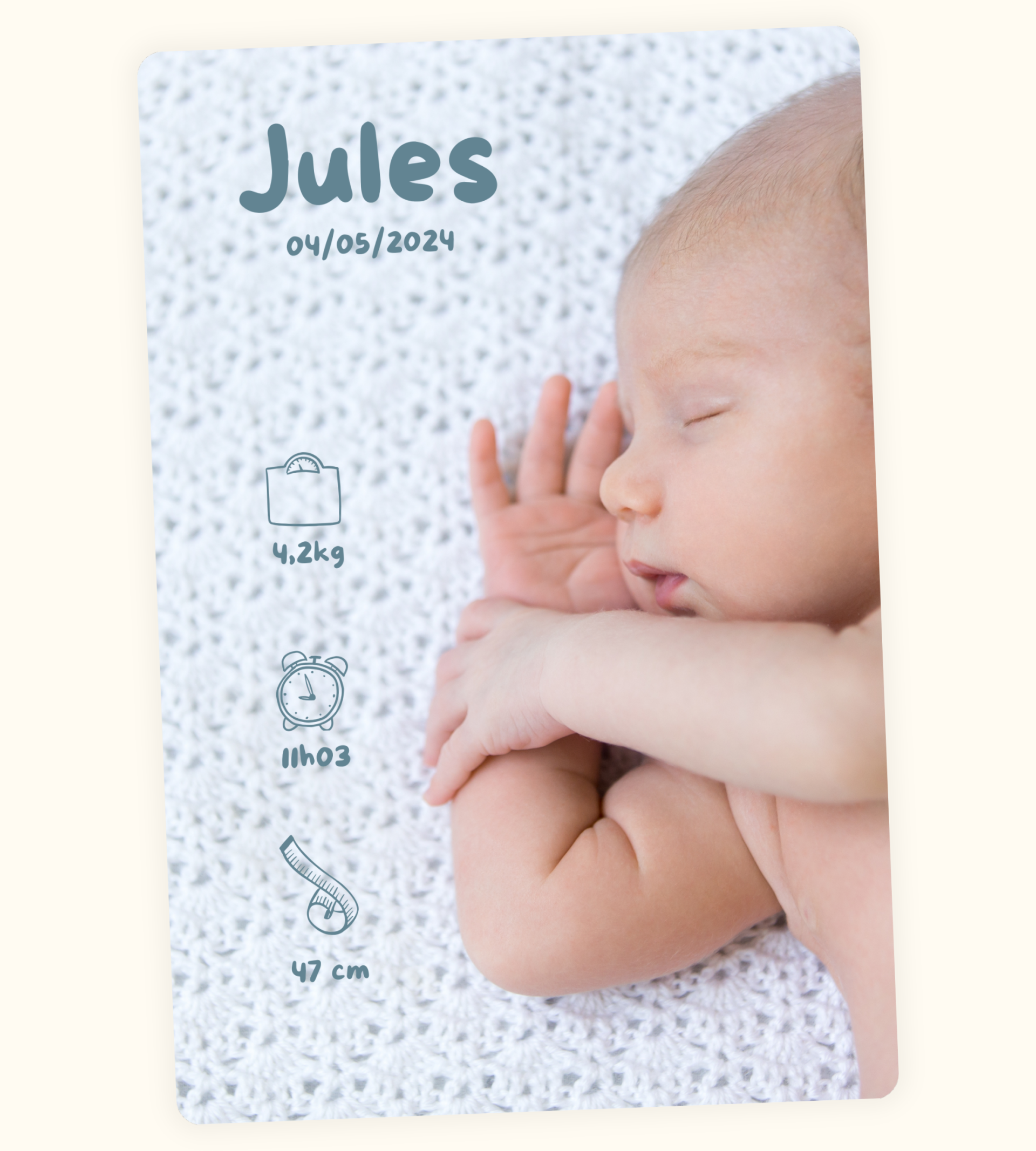 Faire-part "Jules" - Rectangle