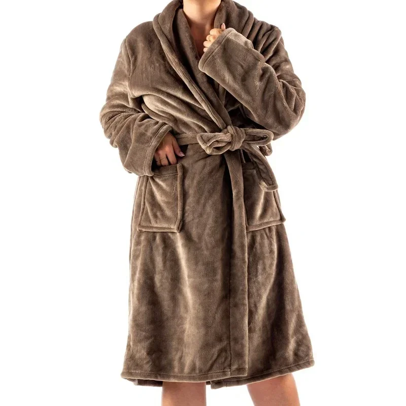 Fluweelzachte fleece badjas - bruin