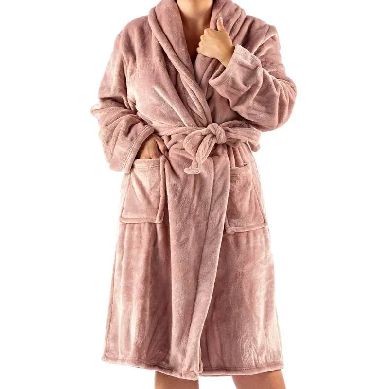 Fluweelzachte fleece badjas - roze
