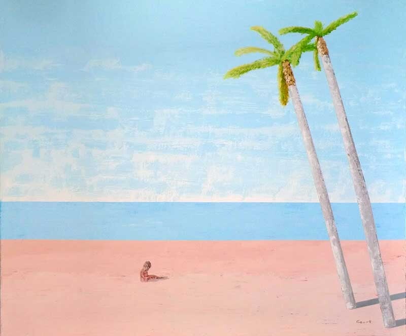 kind alleen aan palmstrand