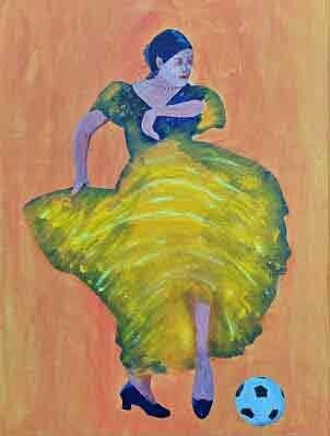 tango danseres met voetbal
