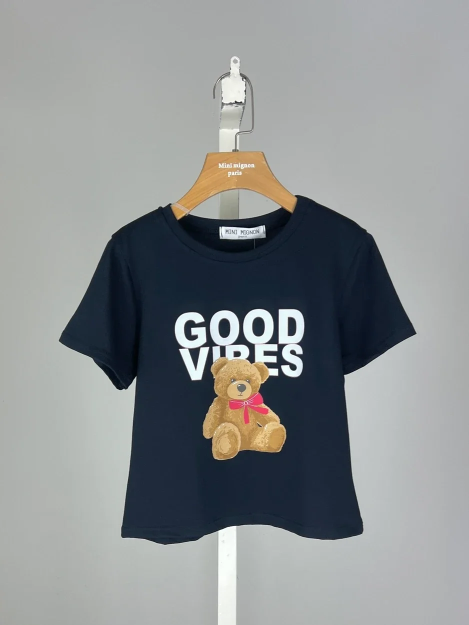 Katoenen T-shirt met beer opdruk
