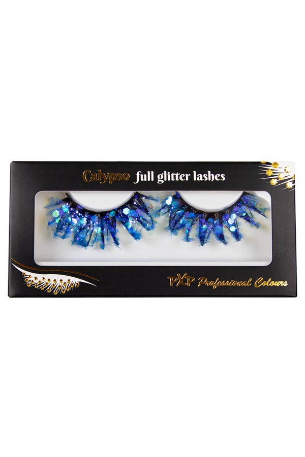PXP Blauw Fluoriserende glitter wimpers Calypso stijl
