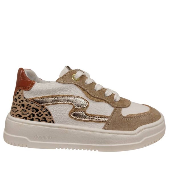 DEVELAB SNEAKER BEIGE COMBI - Trendy met Rits en Veter