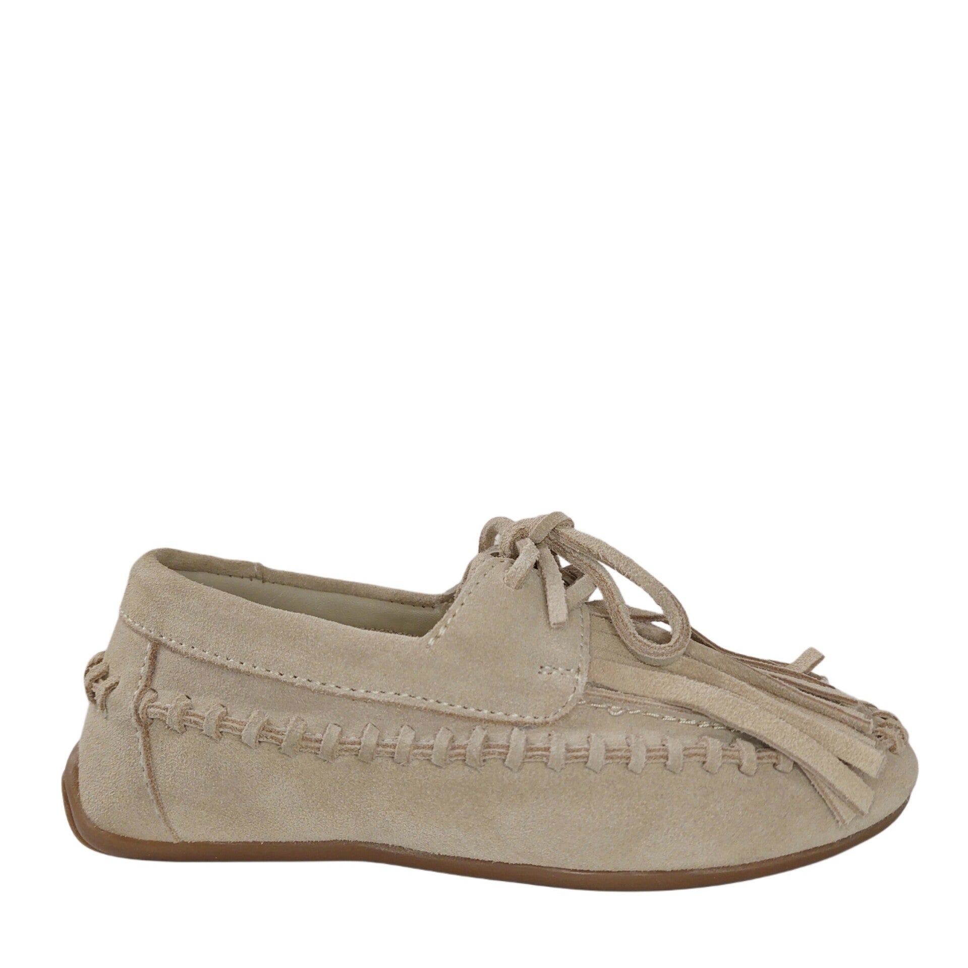 HIP MOCASSIN SAND - Suède Loafers met Fringes