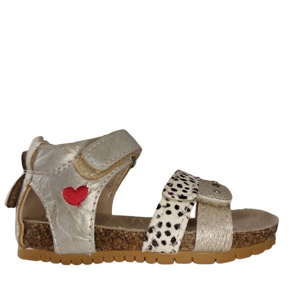 SHOESME (BABY)SANDAAL GOLD - Leer met Franjes en Dichte Hiel