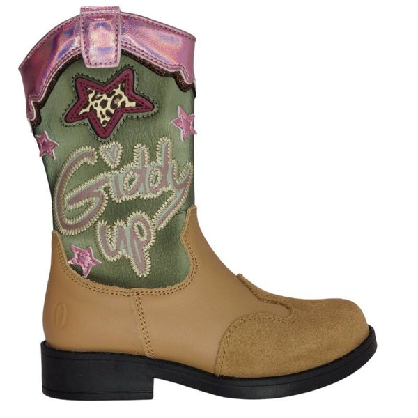 SHOESME COWBOYLAARS COGNAC GREEN