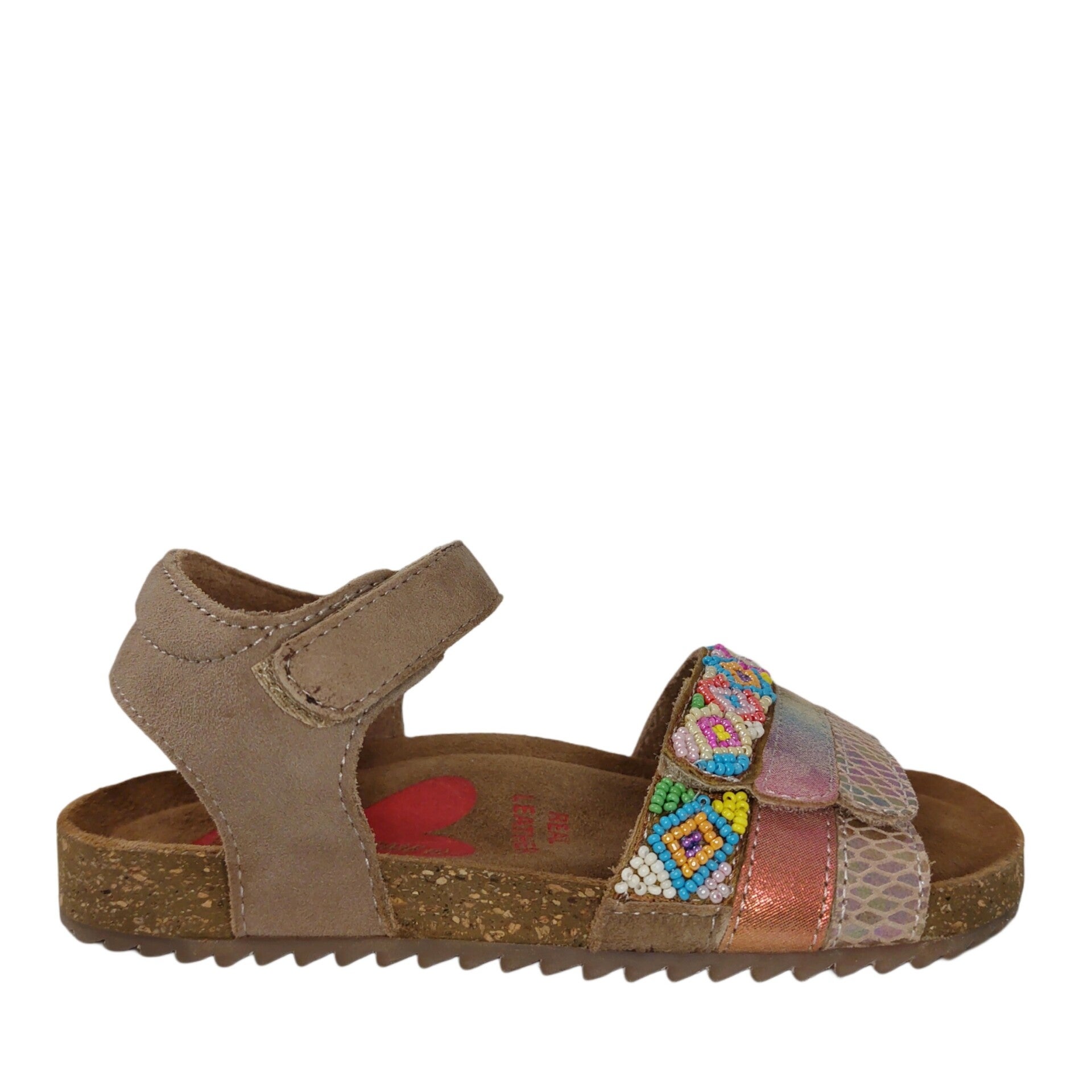 SHOESME SANDAAL TAUPE MULTI - Leer met Glitters en Kraaltjes