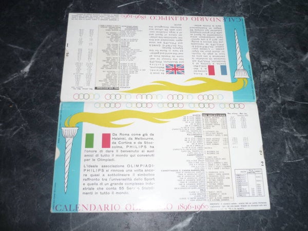 CALENDARIO OLIMPICO PUBBLICITARIO 1896-1960 PERFETTO
