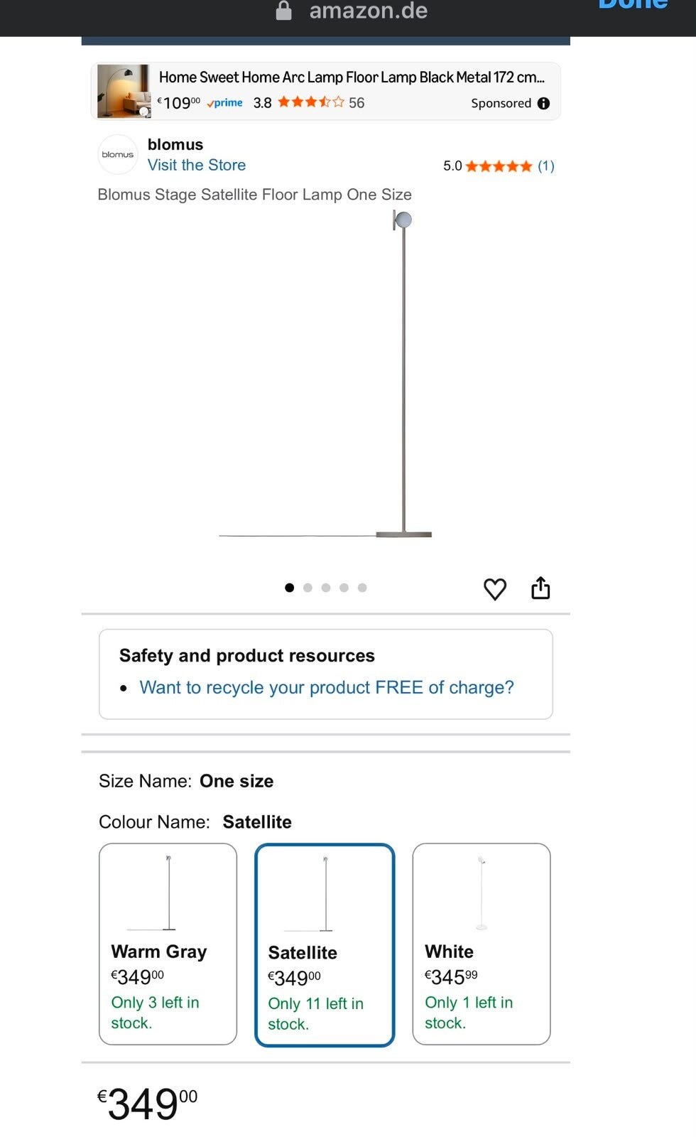 Moderne stehlampe