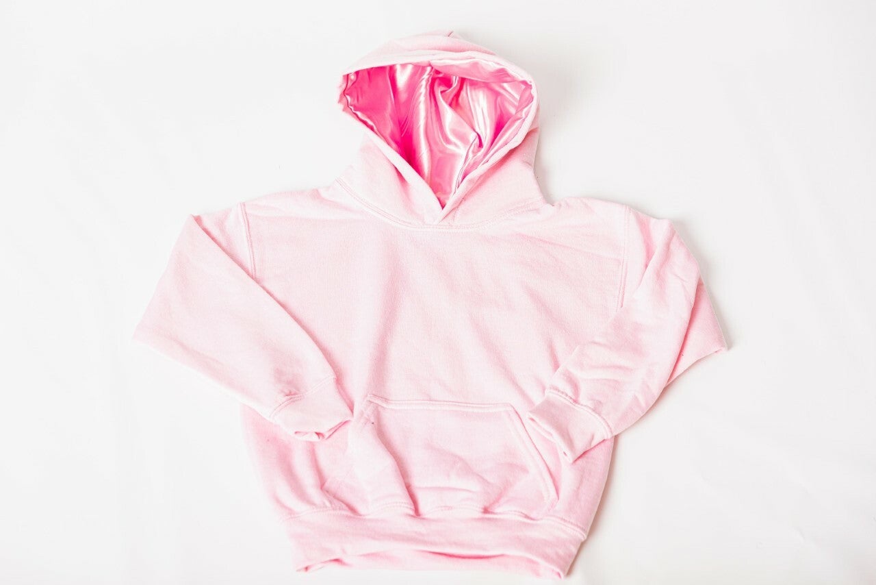 Kids "Pink" Satin Lined Luxury Hoodie