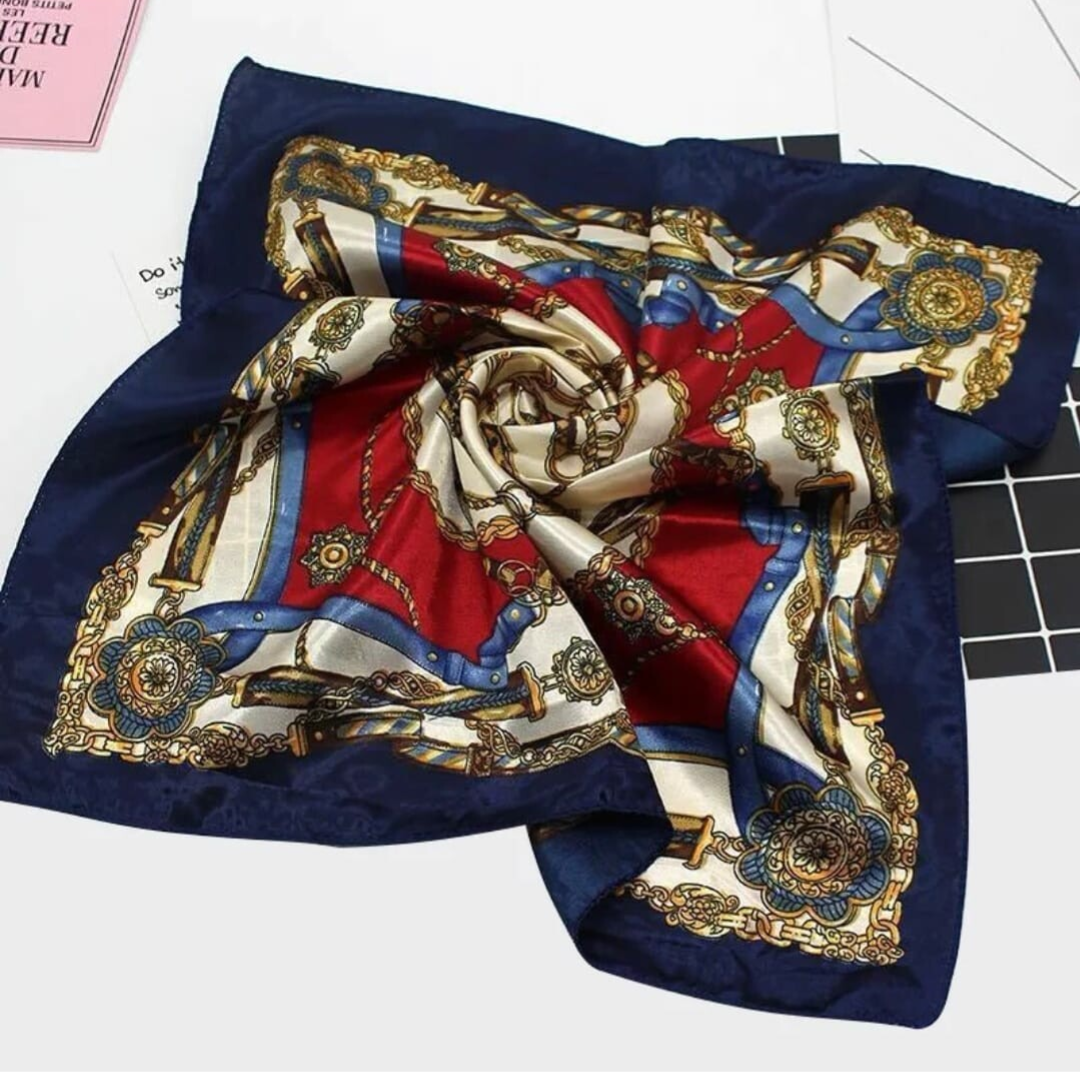 Satin Scarf Red and Blue