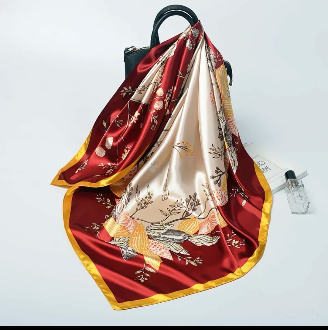 Satin Scarf Red and Gold