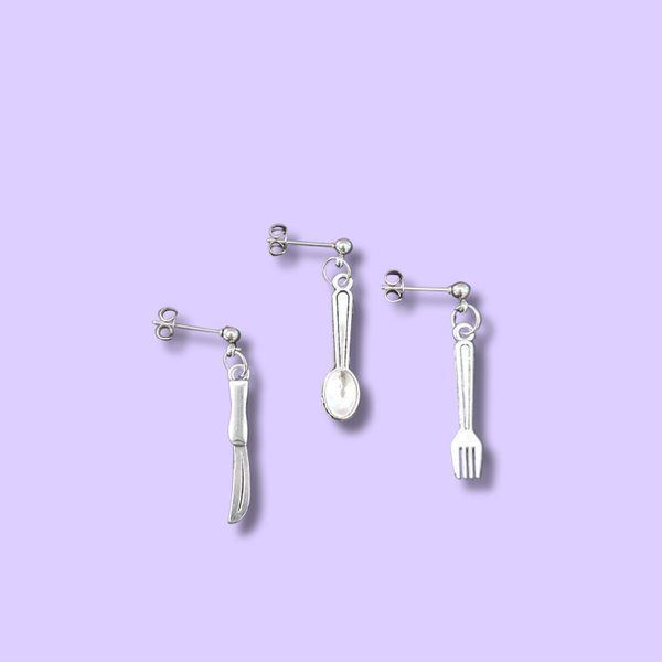 spoon, knife, fork earrings