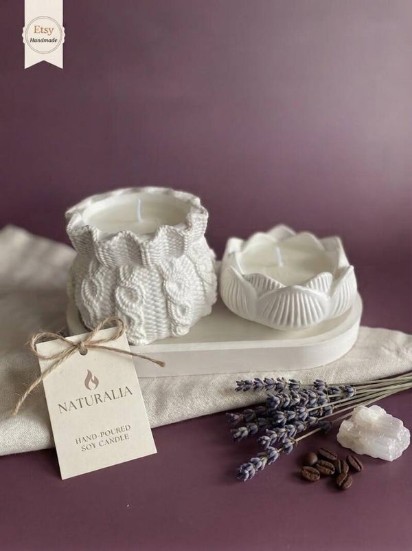 Elegantes dekoratives Set mit zwei Gefaessen und Tablett – Perfekt zum Verschenken