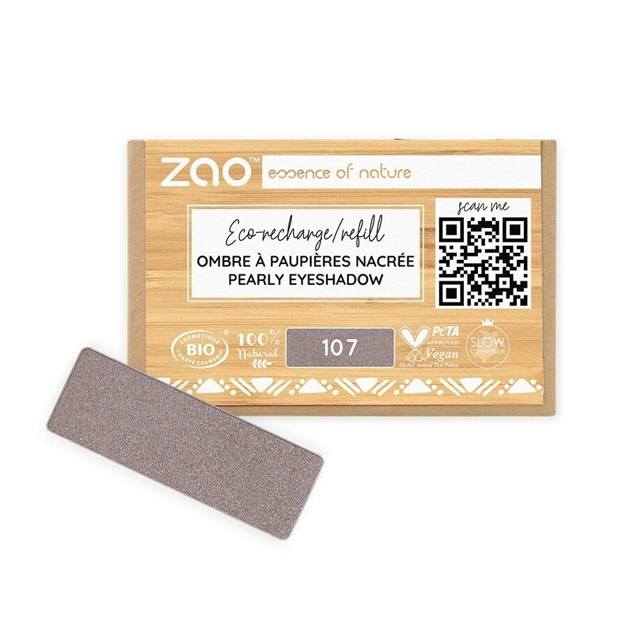 Zao oogschaduw refill Shiny 107 Brown Grey 1,3 gram