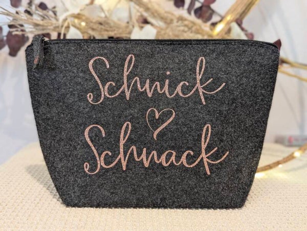 Filz Kosmetiktasche M Schnick Schnack mit Herz