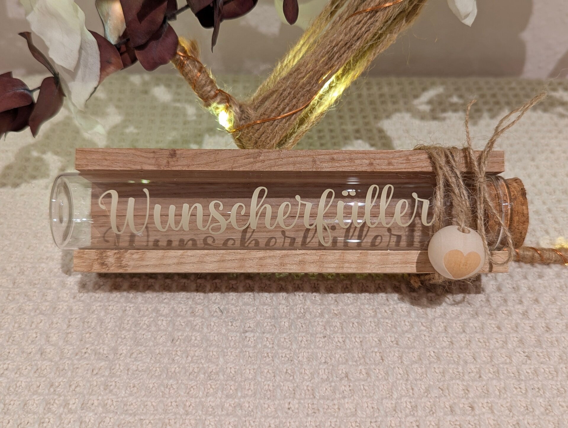 Wunscherfüller, Geldgeschenk, beige Schreibschrift