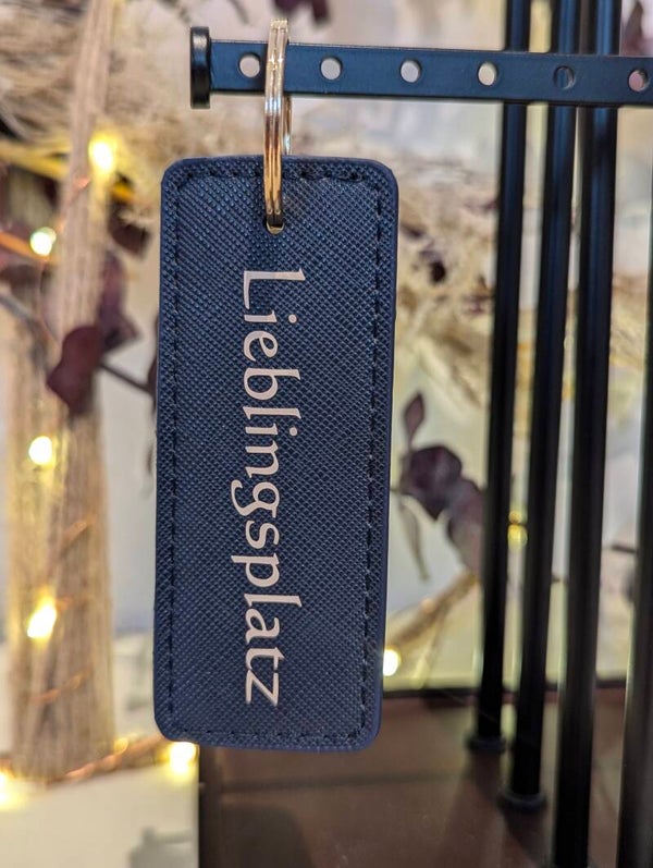 Schlüsselanhänger Lieblingsplatz blau