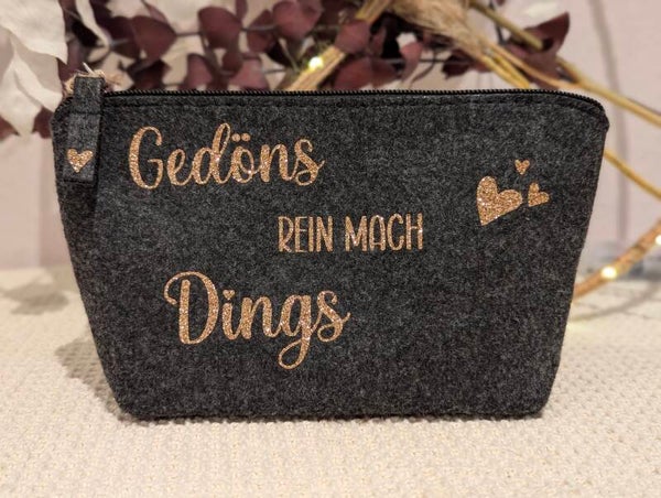 Filz Kosmetiktasche M Gedöns rein mach Ding