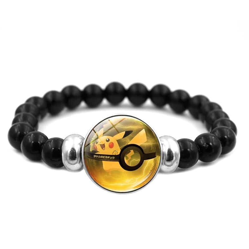 Bracelet pierre obsidienne Pikachu