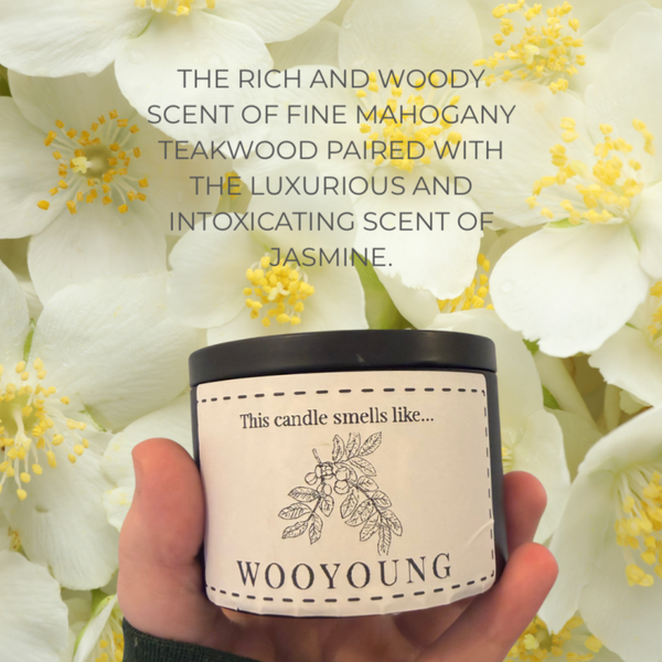 This candle smells like WOOYOUNG (8 oz.)