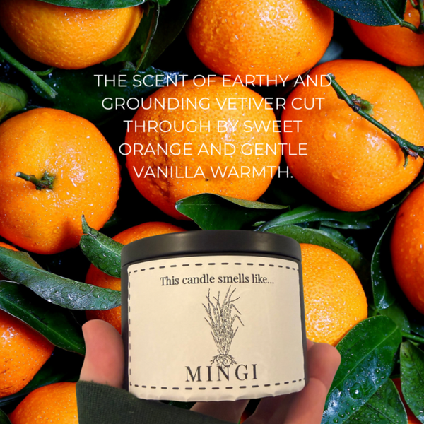 This candle smells like MINGI (8 oz.)