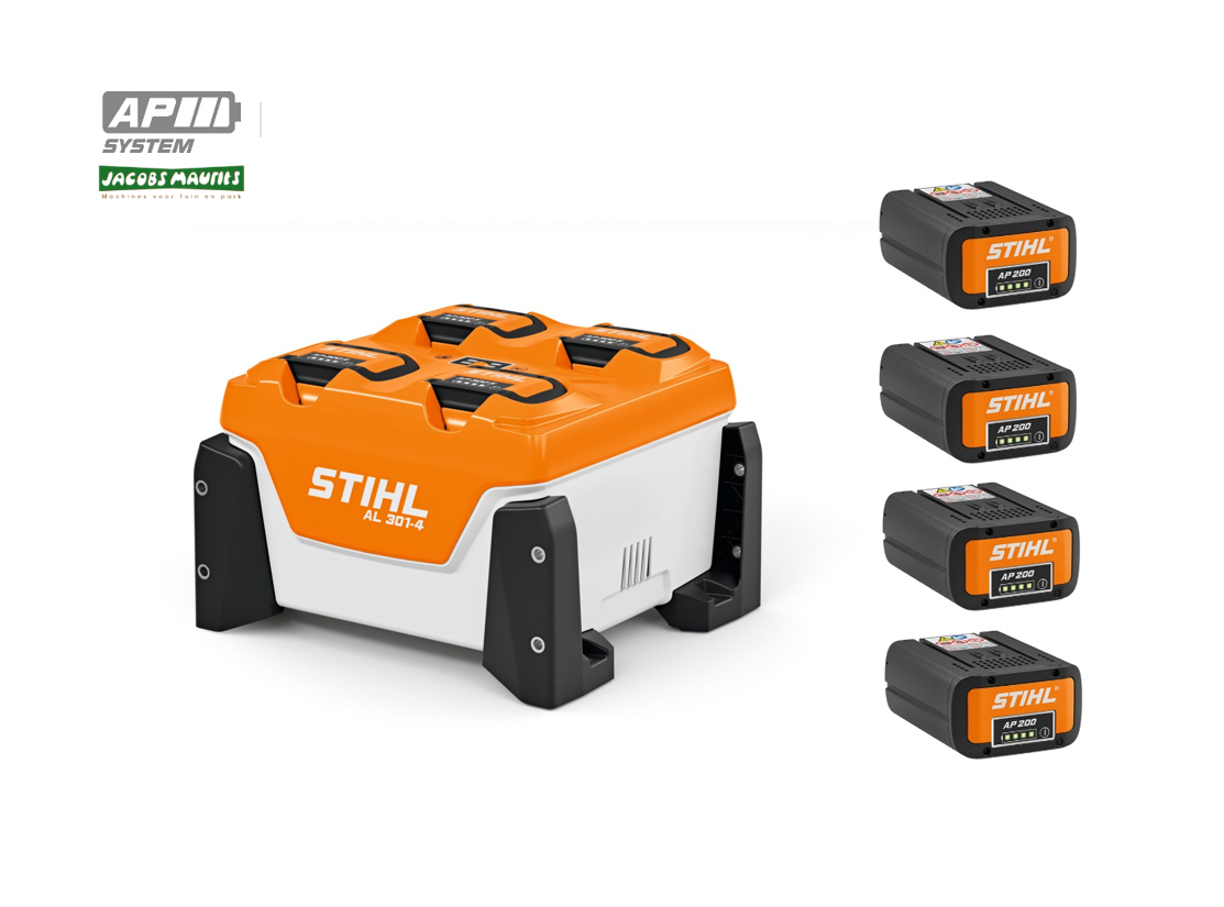 Stihl AL 301-4 multilader incl. 4x AP 200 S accu's