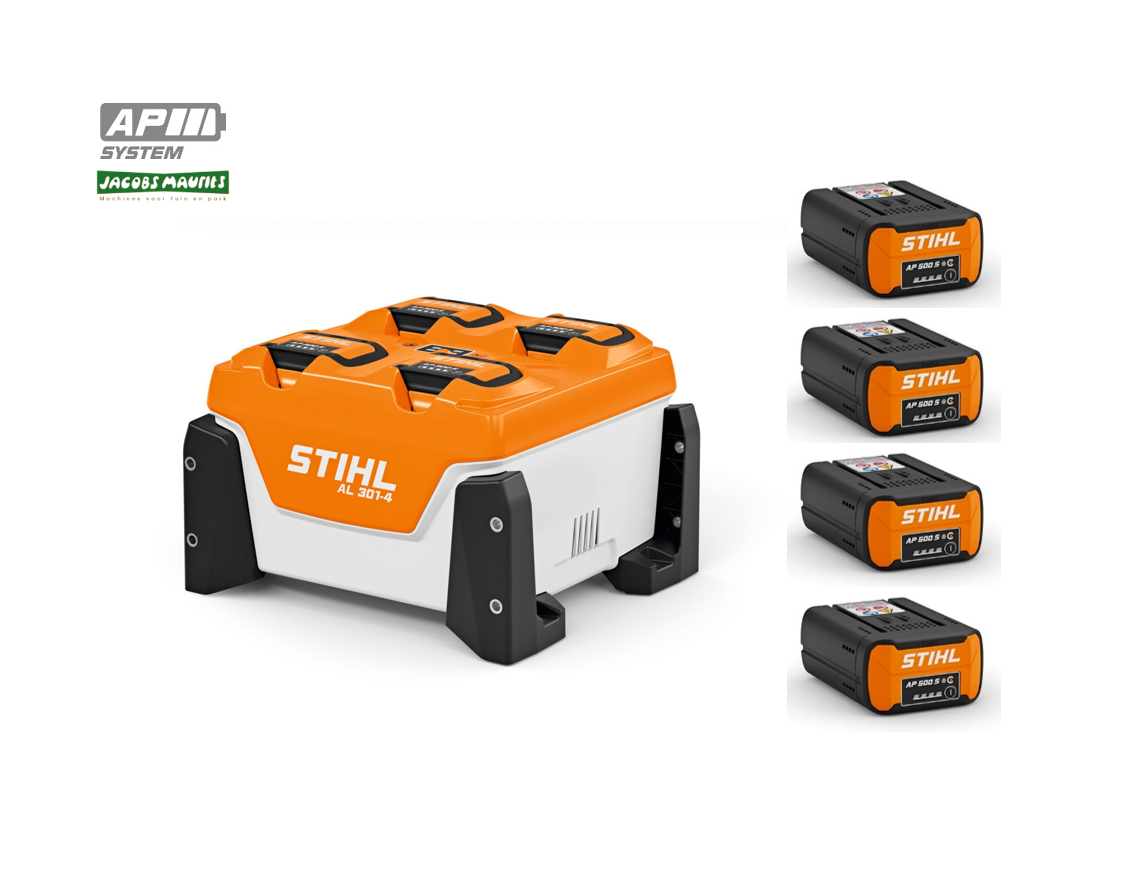 Stihl AL 301-4 multilader incl. 4x AP 500 S accu's