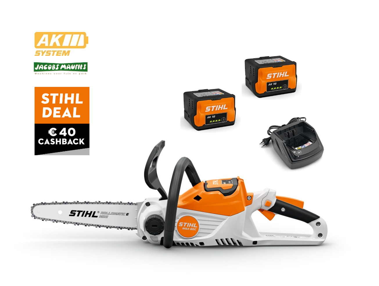 Stihl MSA 60 accu kettingzaag (met 2x AK 10 accu en lader AL 101 )